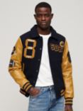 Superdry Collared Patched Bomber Jacket, Navy/Multi
