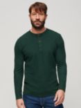 Superdry Relaxed Fit Waffle Cotton Henley Top, Enamel Green