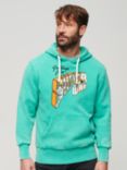 Superdry Neon Travel Graphic Loose Hoodie, Cool Green
