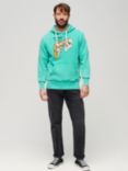 Superdry Neon Travel Graphic Loose Hoodie, Cool Green