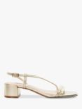 Dune Maryanna Low Block Heel Leather Sandals, Gold