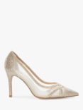 Dune Bridged Embellished Court Shoes, Gold