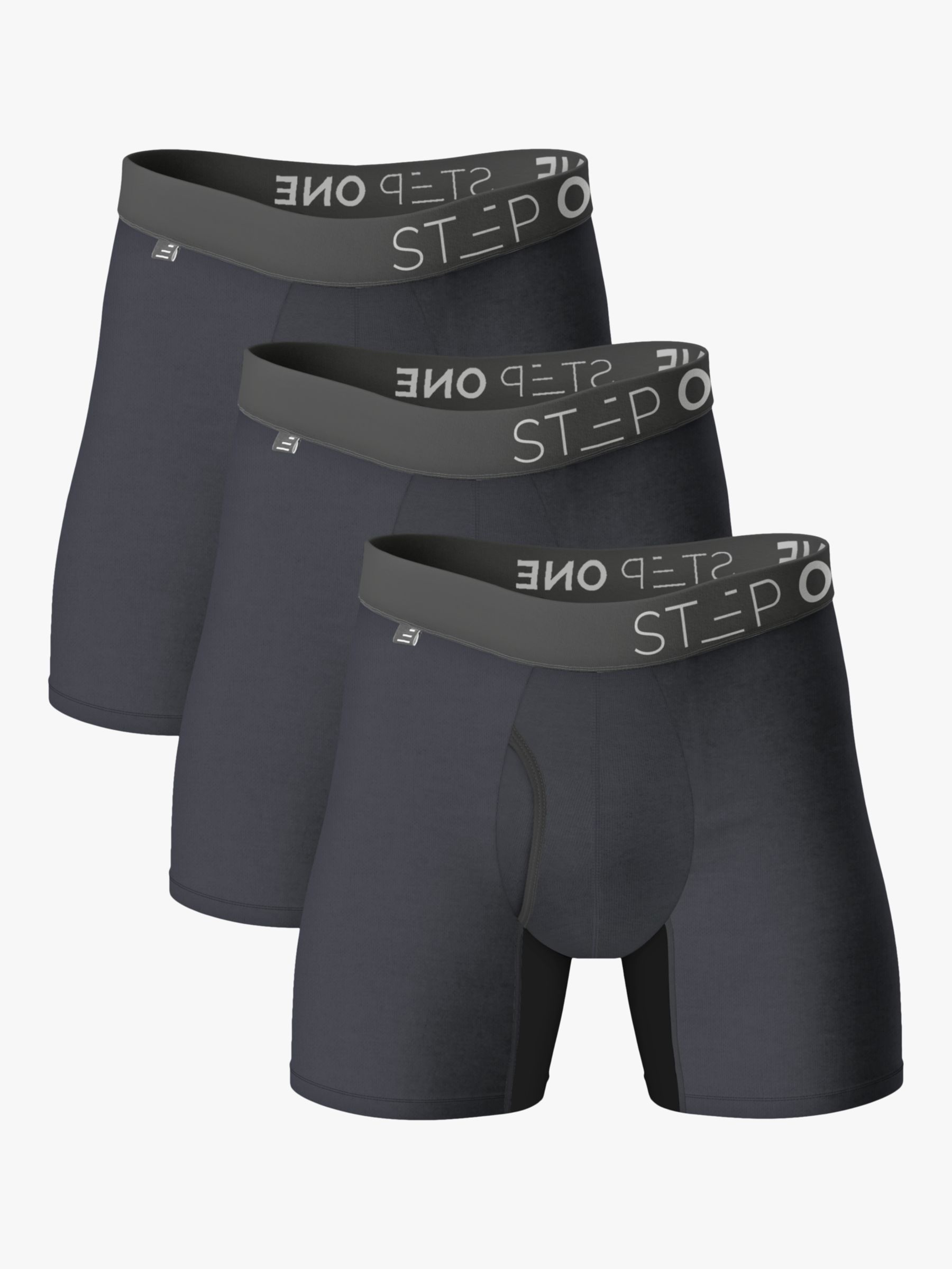Step One Bamboo Boxer Briefs With Fly, Pack of 3, Smoking Guns at