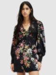 AllSaints Auden Sanibel Print Mini Dress, Black