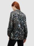 AllSaints Toni Caladesi Abstract Print Silk Blend Shirt, Petrol Blue/Multi