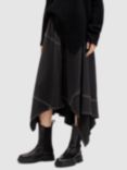 AllSaints Agnes Asymmetric Maxi Skirt, Black