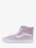 Vans Kids' Filmore High Top Zip Trainers, Glitter Mauve