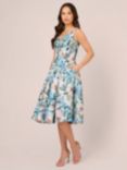 Adrianna Papell Floral Jacquard Dress, Blue/Multi, Blue/Multi
