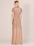 Adrianna Papell Beaded Godets Detail Maxi Dress, Rose Gold