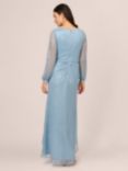 Adrianna Papell Crinkle Metallic Fabric High Low Hem Dress, Belize Blue, Belize Blue