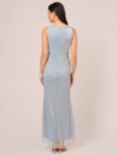 Adrianna Papell Metallic Mesh Cascade Maxi Dress, Sky Blue