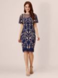 Adrianna Papell Beaded Short Dress, Navy/Blush