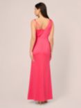 Adrianna Papell Asymmetric Satin Crepe Maxi Dress, Petunia, Petunia