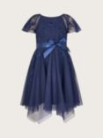 Monsoon Kids' Amelia Embroidered Dress, Navy