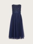 Monsoon Kids' Alice Lace Tulle Maxi Dress, Navy