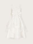 Monsoon Kids' Eleanor Duchess Satin Corsage Ruffle Hem Occasion Dress, Ivory