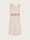 Monsoon Kids' Abigail One Shoulder Sequin Dress, Pale Pink