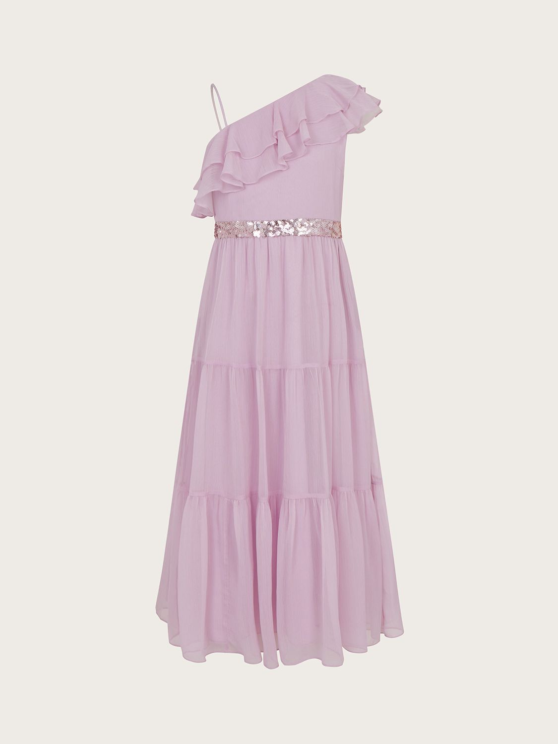 Monsoon Kids' Ruby Ruffled Dress, Lilac at John Lewis & Partners