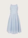 Monsoon Kids' Truth Ruffle Sequin Occasion Dress, Pale Blue