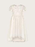 Monsoon Kids' Luna Embroidered Dip Hem Occasion Dress, Ivory