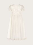 Monsoon Kids' Luna Embroidered Dip Hem Occasion Dress, Ivory