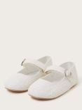 Monsoon Baby Lacey Heart Buckle Walker Shoes, Ivory