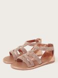 Monsoon Kids' Beaded Sandals, Rose Gold