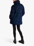 chesca Paisley Flocked Quilted Reversible Coat, Navy/Black