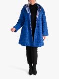 chesca Marbled Print Quilted Reversible Coat, Cobalt/Multi