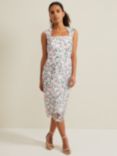 Phase Eight Petite Diana Floral Lace Midi Dress, White/Multi