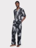 Chelsea Peers Tiger Print Satin Pyjama Set, Black Lotus