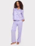 Chelsea Peers Satin Jacquard Dragon Print Long Pyjama Set, Purple