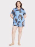 Chelsea Peers Curve Lotus Tiger Print Short Pyjama Set, Blue