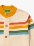 Little Green Radicals Baby Organic Cotton From One To Another Rainbow Stripe Knit Cardigan, Oatmeal