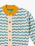 Little Green Radicals Baby Organic Cotton From One To Another Sail Away Stripe Knit Cardigan, Blue/Yellow