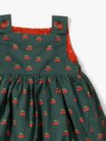Little Green Radicals Baby Olive Cherries Organic Cotton Reversible Pinny Dress, Multi