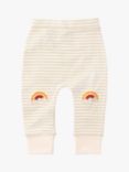 Little Green Radicals Baby Organic Cotton Rainbow Knee Patch Striped Joggers, Multi