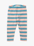 Little Green Radicals Baby Organic Cotton Blend Stripe Slim Leggings, Blue/Walnut