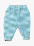 Little Green Radicals Baby Reversible Organic Cotton Pull On Trousers, Blue Moon/White