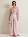 Phase Eight Mariposa Lace Overlay Jumpsuit, Pale Pink