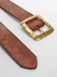 Mango Julia Square Buckle Belt, Brown