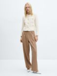 Mango Wintour Tweed Fringe Jacket, Light Beige