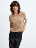 Mango Lucca Cashmere Blend Jumper, Medium Brown