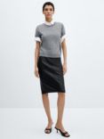 Mango Faux Leather Pencil Skirt, Black