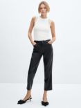 Mango Lille Leather Effect Straight Trousers, Black