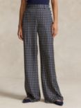 Polo Ralph Lauren Geometric Print Wide Leg Trousers, Blue/Multi