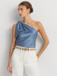 Lauren Ralph Lauren Quantavius Polka Dot One Shoulder Top, Blue