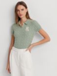 Lauren Ralph Lauren Natrissa Cable Knit Short Sleeve Jumper, Light Blue