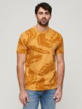 Superdry Vintage Overdyed Feather Print T-Shirt, Desert Yellow
