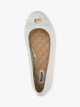 Dune Hallo Leather Charm Trim Ballet Pumps, White